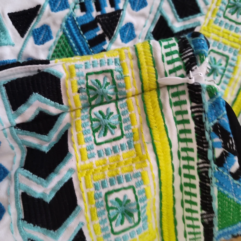 Hail Bob Cabana Embroidered lined Shorts Boho Global Design pockets Sz Xs Zip
